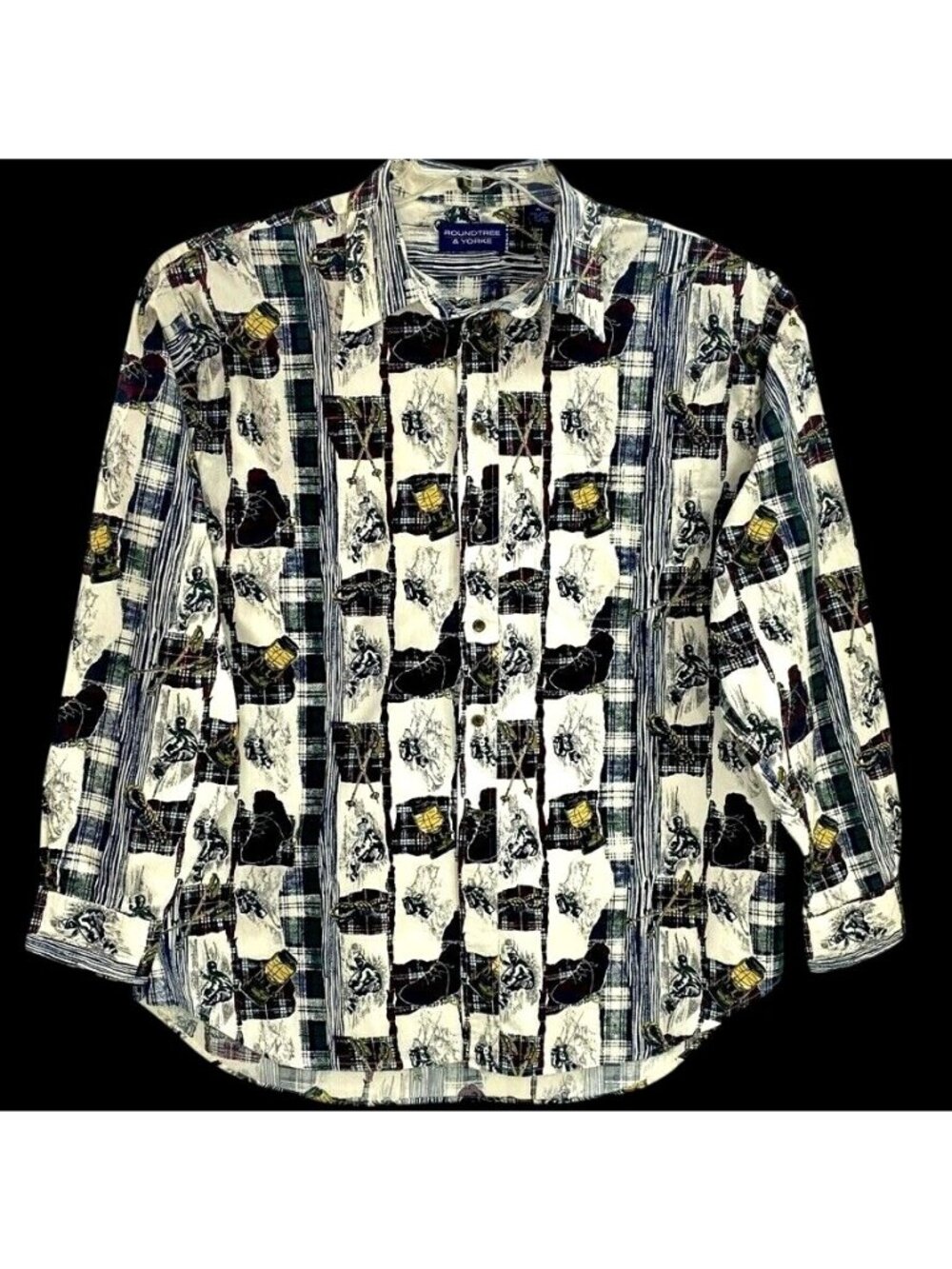 Roundtree & Yorke Winter Ski Outdoor Mens Shirt Sz XL  Long Sleeve Button Up